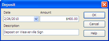 EstiMate Deposit Screen